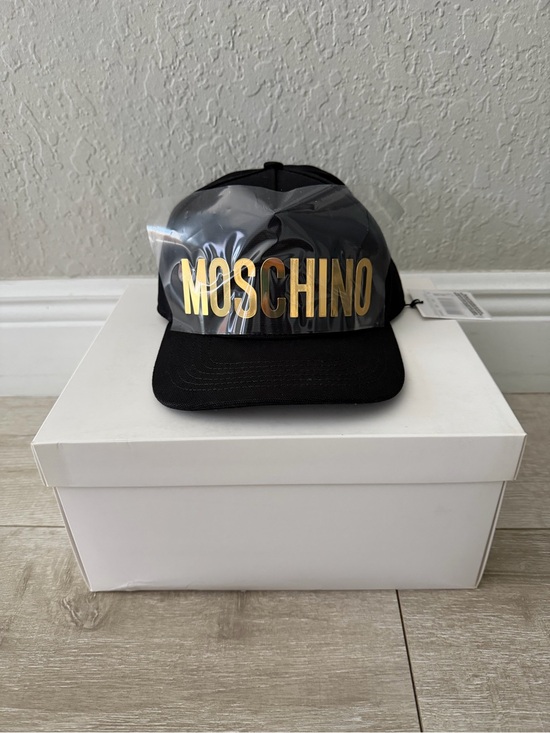 Adult Moschino Black SnapBack Cap with Gold Metallic Logo main image 6